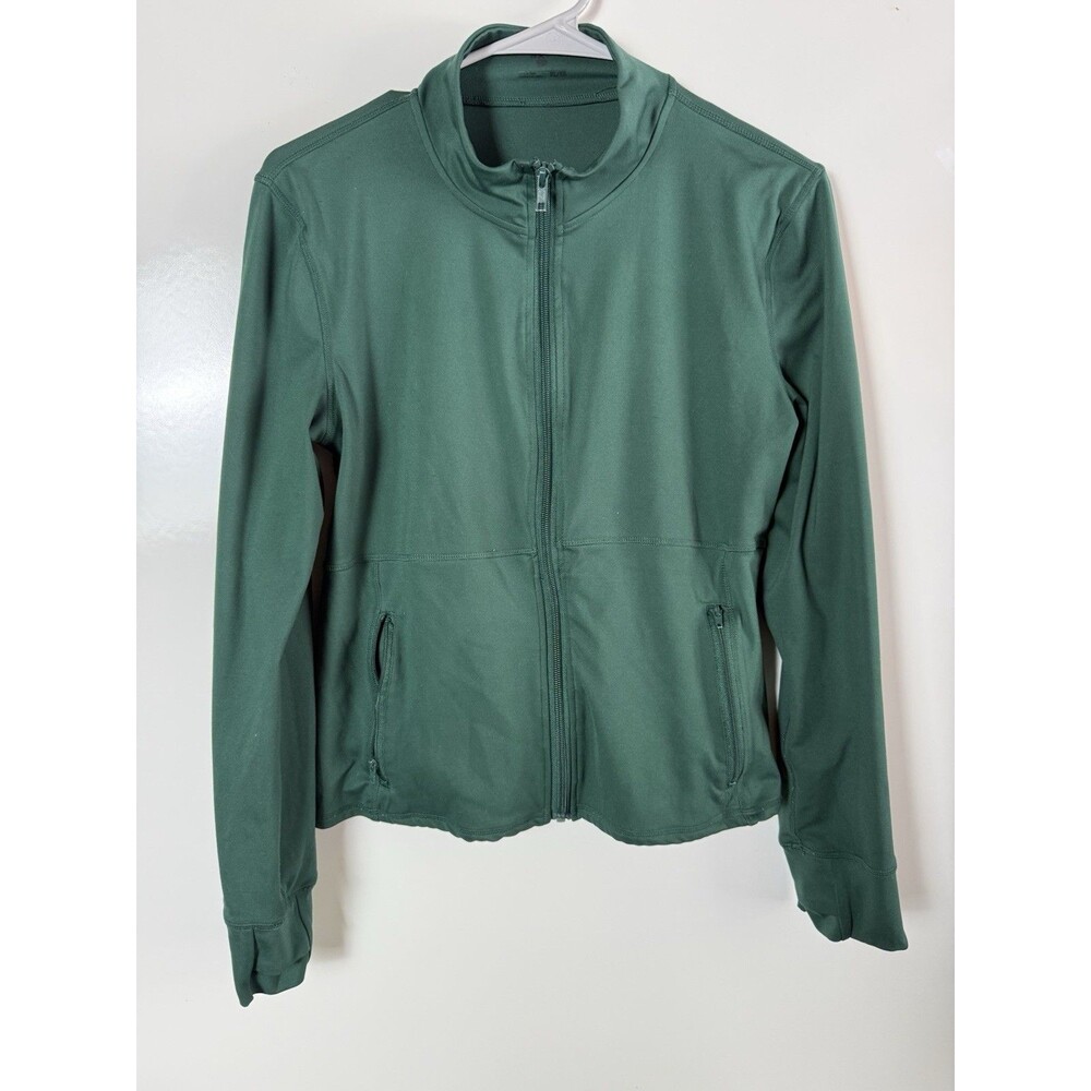 Athleisure Forest Green Zip Up Jacket XL Thumb Hole Activewear Running Yoga
